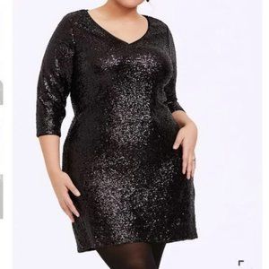 TORRID BLACK SEQUIN SHIFT DRESS NWT Size 00 (10)